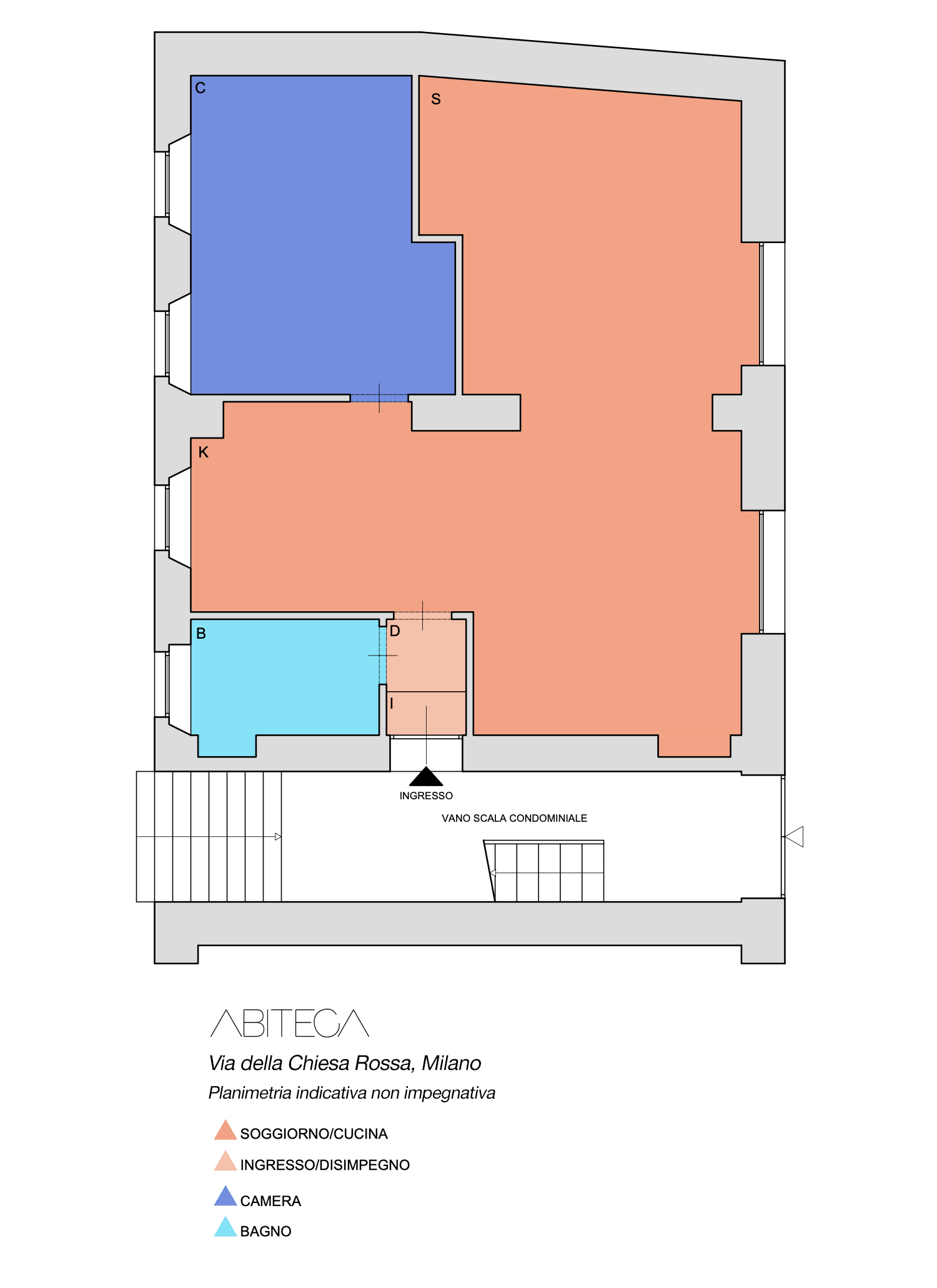 Planimetria loft via della Chiesa Rossa Milano ABITECA - Via della Chiesa Rossa 47, Milano